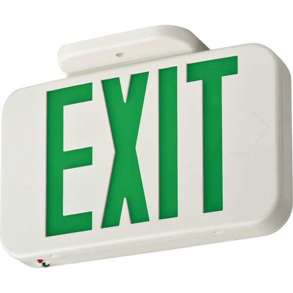 Lithonia Lighting LED Exit Sign, White, 1 or 2 Face(s), LED, Nickel-Metal Hydride - EXRG EL