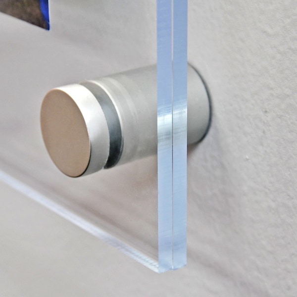 Azar Displays Floating Acrylic Wall Frame with Silver Stand Off Caps: 30" x 40" Graphic Size, Overall Frame Size: 34" x 44" - 105540