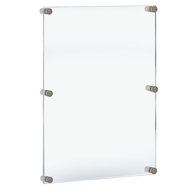 Azar Displays Floating Acrylic Wall Frame with Silver Stand Off Caps: 30" x 40" Graphic Size, Overall Frame Size: 34" x 44" - 105540