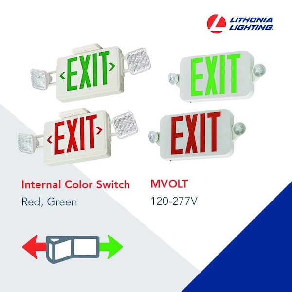 Lithonia Lighting Lithonia Lighting Switch Hardwired LED White Exit Sign and Emergency Light - 269XVW