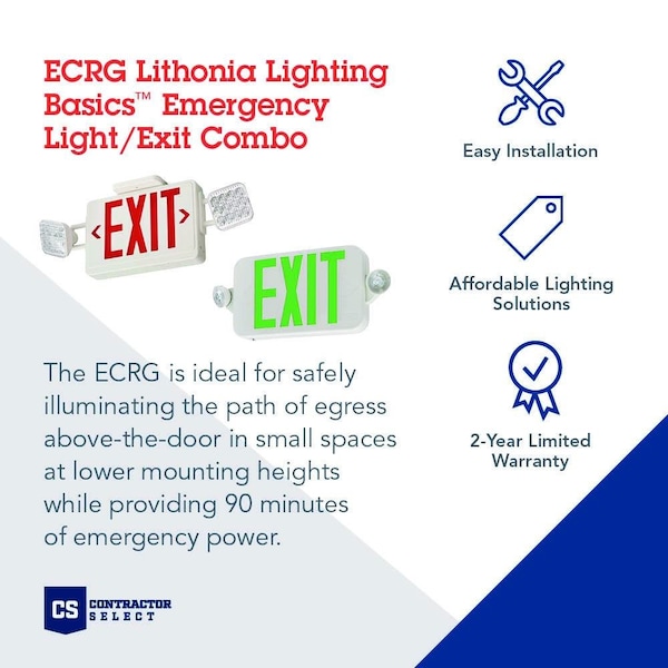 Lithonia Lighting Lithonia Lighting Switch Hardwired LED White Exit Sign and Emergency Light - 269XVW