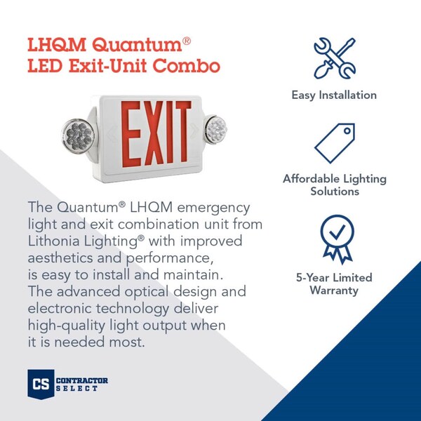 Lithonia Lighting Exit with Emergency Lights LED Indoor Illuminated Sign - 186HU9