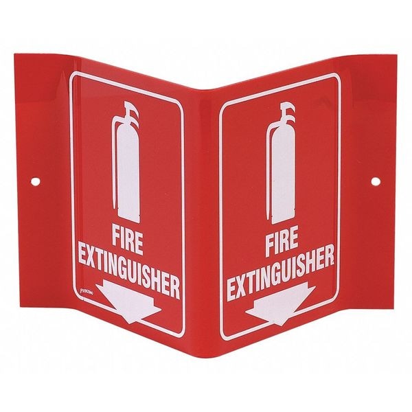 Brady Fire Extinguisher Sign, 6 in Height, 8 in Width, Acrylic, Rectangle, English - V1FE15A