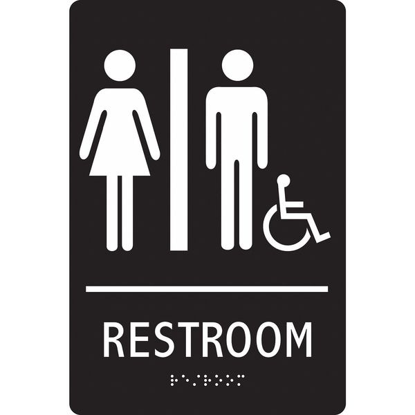 Condor RESTROOM, 6 in W x 9 in H, Vertical Rectangle, ABS Plastic, 483U10 - 483U10