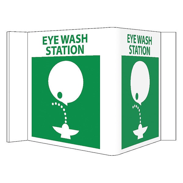 Nmc Eye Wash Station 3-View Sign, VS7W - VS7W