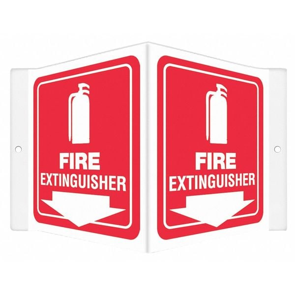 Condor High Visibility Safety Sign, 6 in Height, 8 1/2 in Width, PETG, V-Shape Projection, English - 480Z35