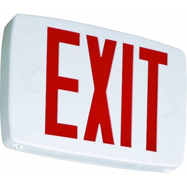 Lithonia Lighting Exit Sign, White, 1 Face(s), LED, Universal Mount, Not Battery Powered - LQM S W 3 R 120/277 M6