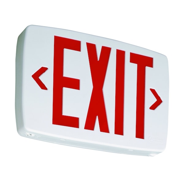 Lithonia Lighting Exit Sign, White, 1 Face(s), LED, Universal Mount, Not Battery Powered - LQM S W 3 R 120/277 M6