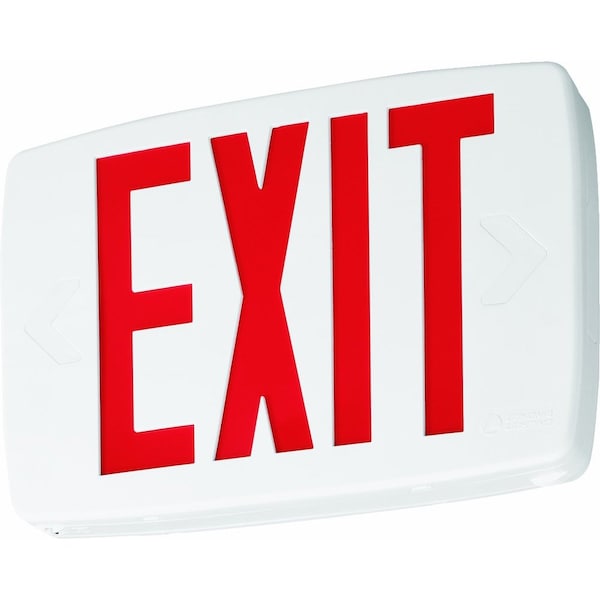 Lithonia Lighting Exit Sign, White, 1 Face(s), LED, Universal Mount, Not Battery Powered - LQM S W 3 R 120/277 M6