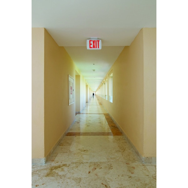 Lithonia Lighting Exit Sign, White, 1 Face(s), LED, Universal Mount, Not Battery Powered - LQM S W 3 R 120/277 M6
