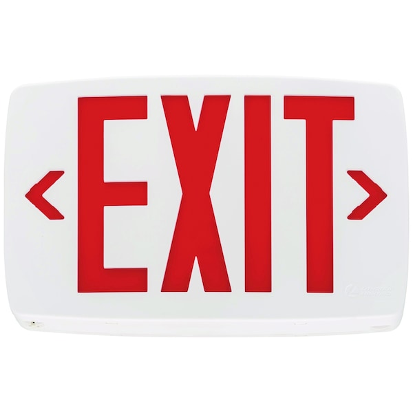 Lithonia Lighting Exit Sign, White, 1 Face(s), LED, Universal Mount, Not Battery Powered - LQM S W 3 R 120/277 M6