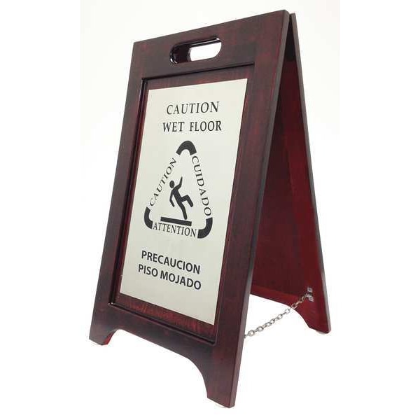 Hospitality 1 Source Wet Floor Sign, 24 in H, 14 in W, Wood, English, Spanish, WWF-NI - WWF-NI