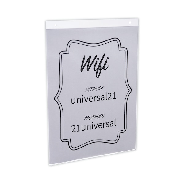 Universal Wall Mount Sign Holder, 8 1/2" x 11", Vertical, Clear, PK2 - UNV76882