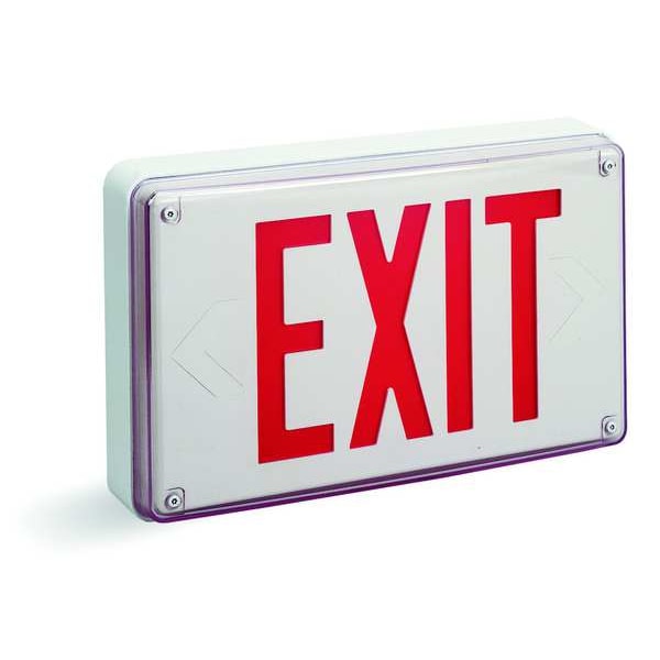 Lithonia Lighting Exit Sign, White, 1 Face(s), LED, Back Mount, Not Battery Powered - LV S W 1 R 120/277