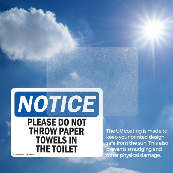 Signmission Please Do Not Throw Paper Towels In The Toilet, 10 in W x Rectangle, Plastic - OS-2PACK-NS-P-710-L-17424