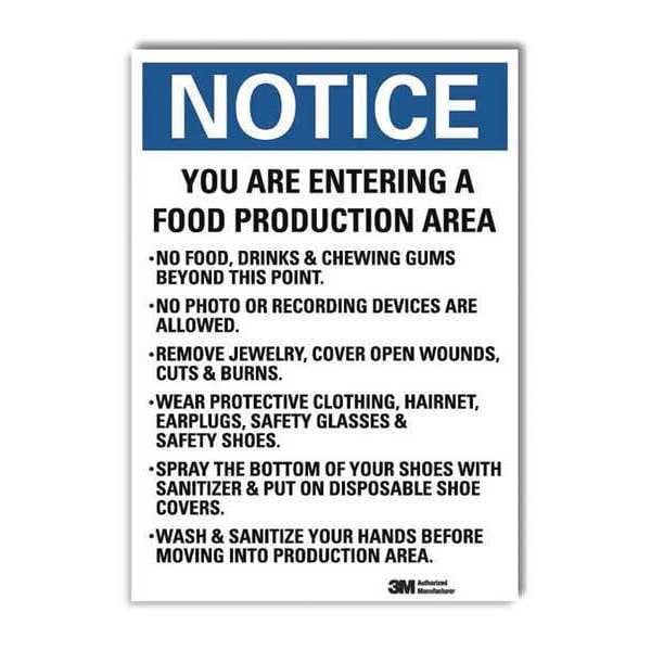 Lyle You are Entering Food Production Area No Food, Drinks., 14 in x 10 in, Sheeting, U5-1633-RD_10X14 - U5-1633-RD_10X14