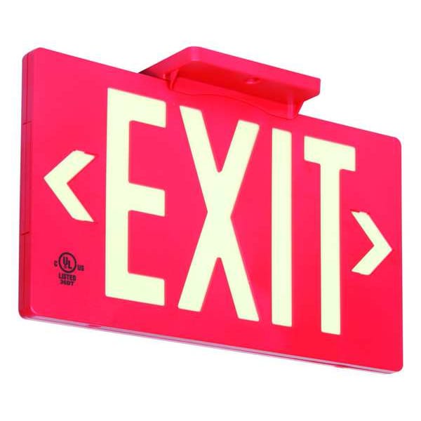 Zoro Select Exit Sign, Plastic, 15-3/8" W, 8-3/4" H, Exit (Double Arrows), Red - GRAN1389