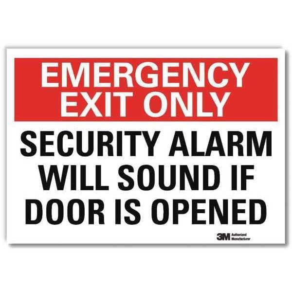 Lyle No Header, Emergency Exit Only Security Alarm Will Sound If Door Is Opened, 14" W x 10" H, Vinyl - U7-1089-RD_14X10