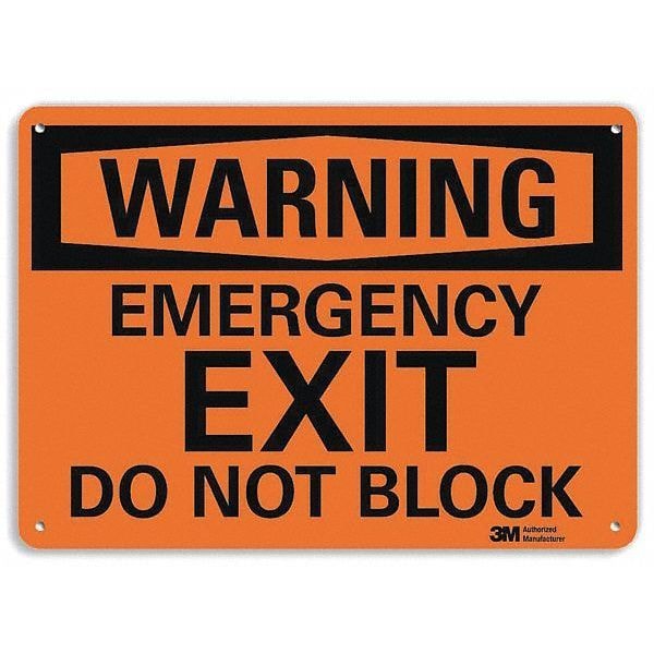 Lyle warning, Emergency Exit Do Not Block, 14" W x 10" H, Rectangle, Recycled Aluminum - U6-1078-RA_14X10