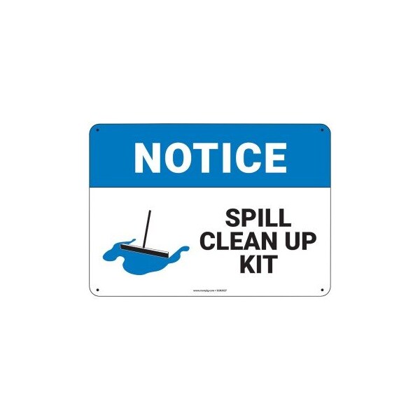 Pig PIG Notice Spill Clean Up Kit Sign 10" x 7" Vinyl 10" L x 7" H - SGN2027-7X10-VYL