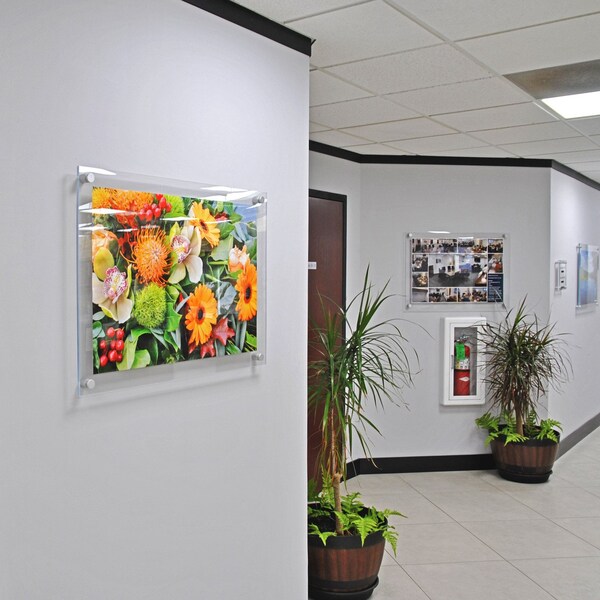 Azar Displays Floating Acrylic Wall Frame, Silver, Holds 22" x 28", Overall 26" x 32" - 105530