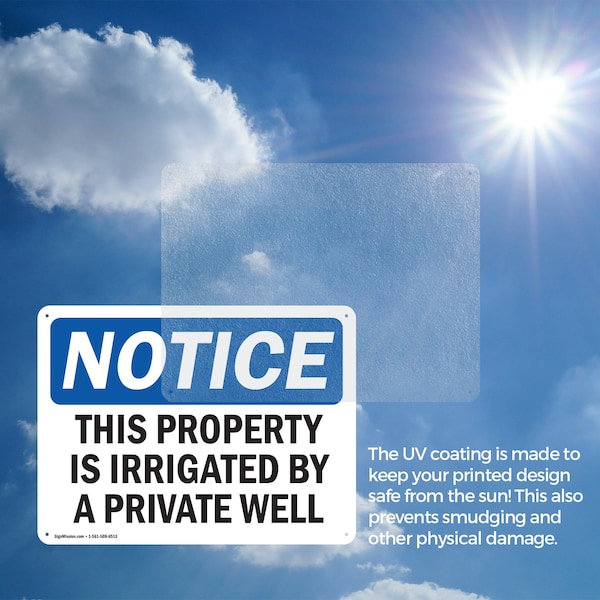 Signmission This Property Is Irrigated By Private Well, 10 in W x Rectangle, Aluminum - OS-2PACK-NS-A-710-L-18647