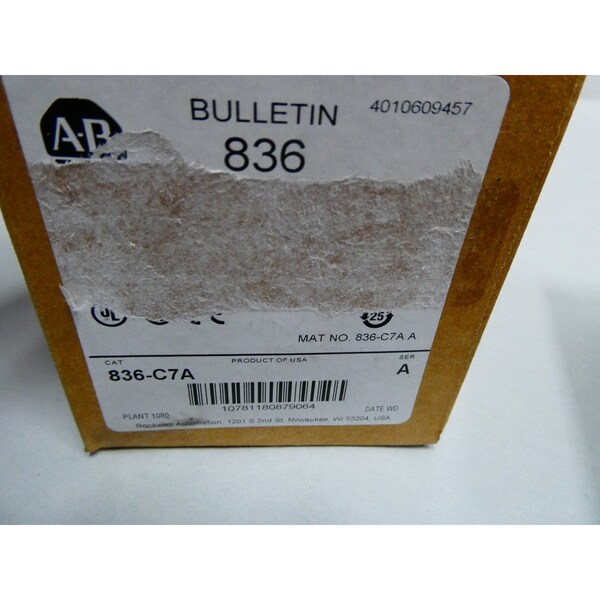 Interruptor de presión Allen Bradley 4-150PSI 24-600V-AC 125-250V-DC - 836-C7A