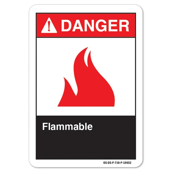 Signmission ANSI Danger, 10" Height, 14" Width, Decal, 14" W, 10" H, Landscape, Flammable, Flammable - OS-DS-D-1014-L-19852