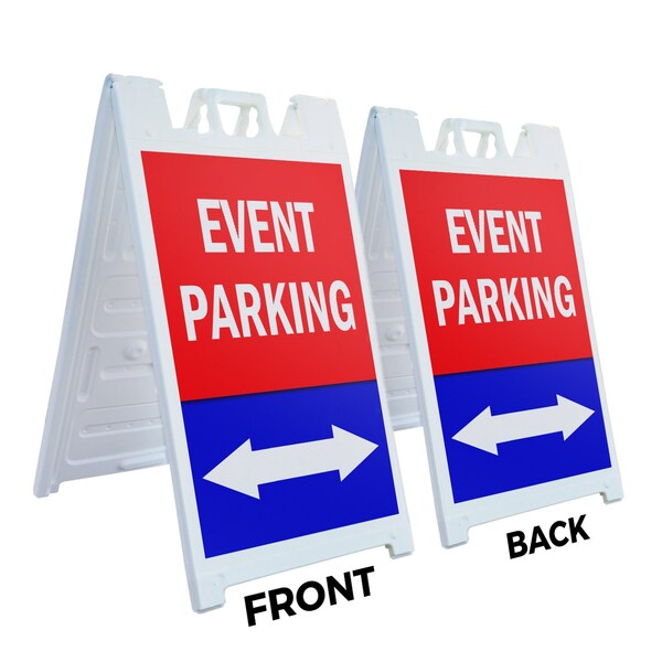 Signmission Event Parking With Double Arrow, A-Frame & 2 Sign Inserts, Heavy-Duty Plastic Frame - SBHD-C-2436-EVENTPARKINGWITHDOUBLEARROW