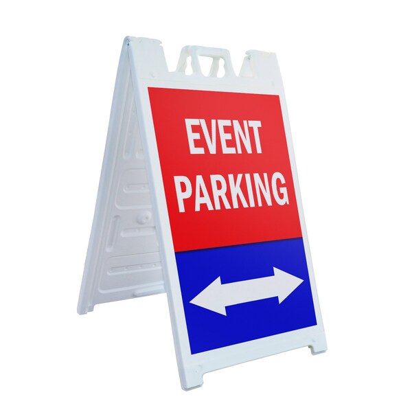 Signmission Event Parking With Double Arrow, A-Frame & 2 Sign Inserts, Heavy-Duty Plastic Frame - SBHD-C-2436-EVENTPARKINGWITHDOUBLEARROW