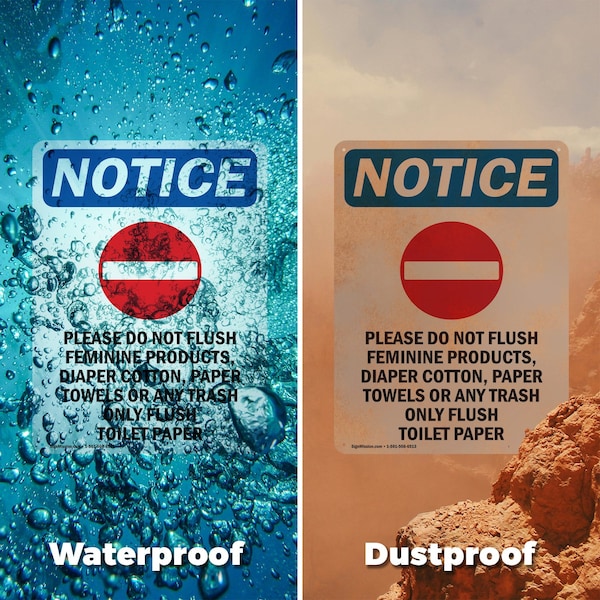 Signmission Please Do Not Flush Sign With Symbol, 18 in W x Rectangle, Vinyl Decal - OS-2PACK-NS-D-1824-V-17383
