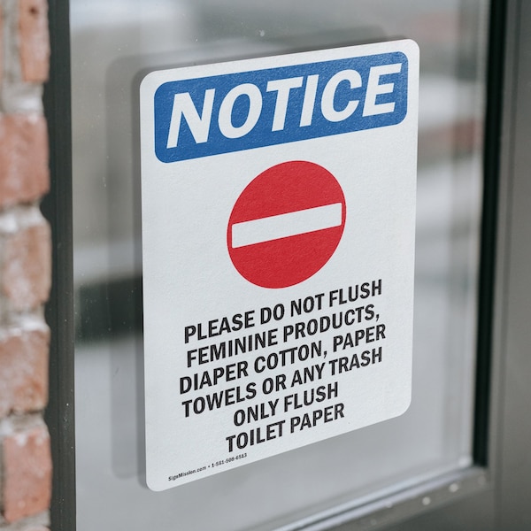Signmission Please Do Not Flush Sign With Symbol, 18 in W x Rectangle, Vinyl Decal - OS-2PACK-NS-D-1824-V-17383