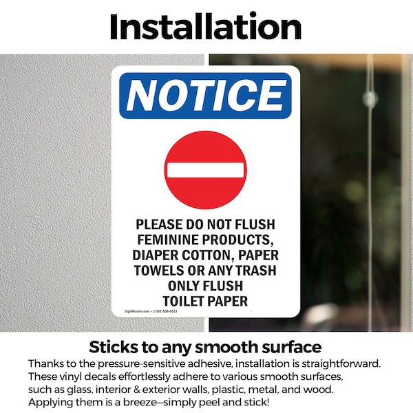Signmission Please Do Not Flush Sign With Symbol, 18 in W x Rectangle, Vinyl Decal - OS-2PACK-NS-D-1824-V-17383