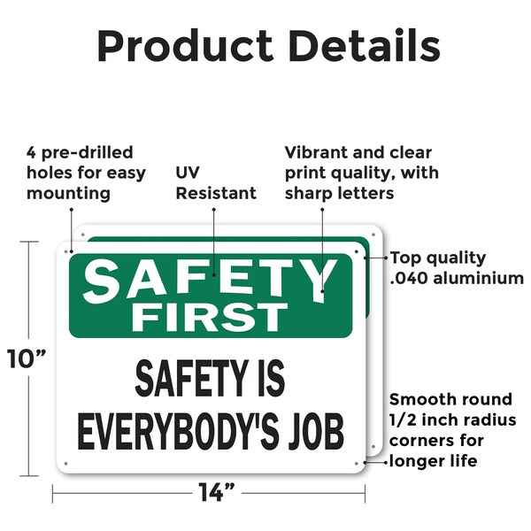 Signmission Safety Culture Sign, 14 in Width, Aluminum, Rectangle - OS-2PACK-SF-A-1014-L-19601