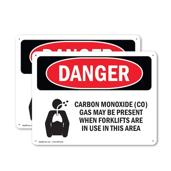 Signmission Carbon Monoxide CO Gas May Danger Sign, Aluminum, 24in W x 18in L, 2PK - OS-2PACK-DS-A-1824-L-2415