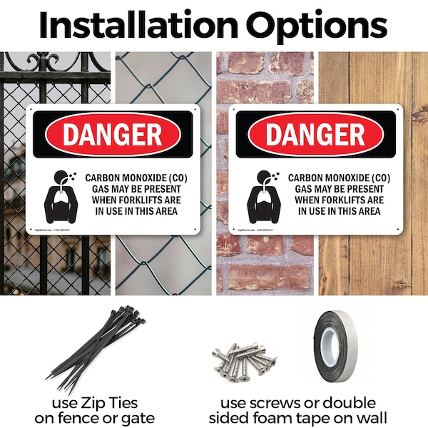 Signmission Carbon Monoxide CO Gas May Danger Sign, Aluminum, 24in W x 18in L, 2PK - OS-2PACK-DS-A-1824-L-2415