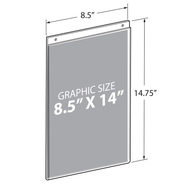 Azar Displays 8.5"W x 14"H Wall U-Frame w/ Holes, PK10 - 162707