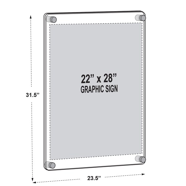 Azar Displays Standoff Sign Holder Frame Display, Graphic Size: 22" X 28" - 105531