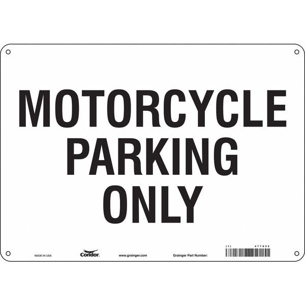 Condor Motorcycle Parking Sign, 14" W, 10" H, English, Aluminum, White - 477X52