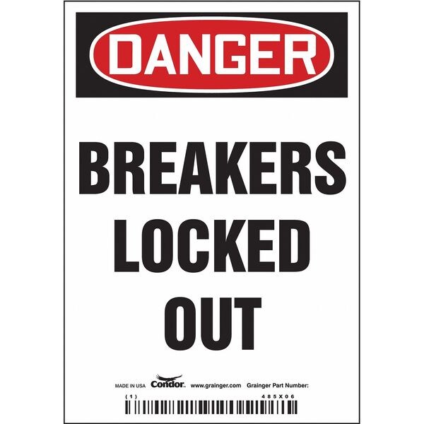 Condor Lockout Sign, 5 in Height, 3 1/2 in Width, Magnetic Vinyl, Vertical Rectangle, English - 485X06