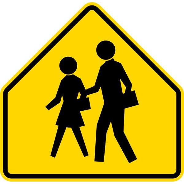 Lyle School Crossing Pictogram Traffic Sign, 24 in Height, 24 in Width, Aluminum, Pentagon, No Text - S1-1-24DA