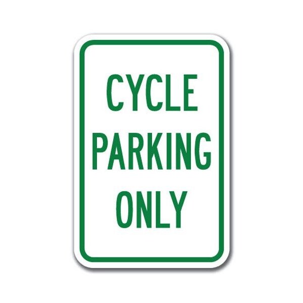 Signmission Cycle Parking Sign 12inx18in Heavy Gauge Alum Signs, 18" L, 12" H, A-1218 Bicycle - Cycle Pk Only - A-1218 BICYCLE - CYCLE PK ONLY