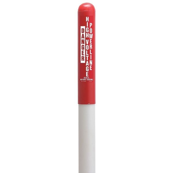 Tapco Utility Dome Marker, Round, , Thermoplastic Polymer Red/White, 66" L - 114602A