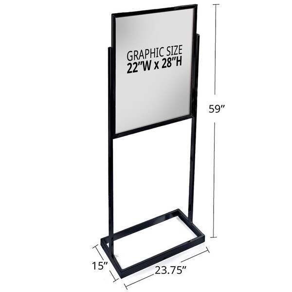 Azar Displays Black Poster Floor Stand 22''W x 28''H on Wide Base - 300701-BLK