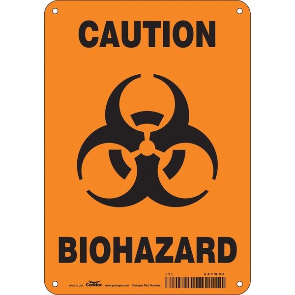 Condor Biohazard Sign, 10 in H, 7 in W, Horizontal Rectangle, English, 447W96 - 447W96