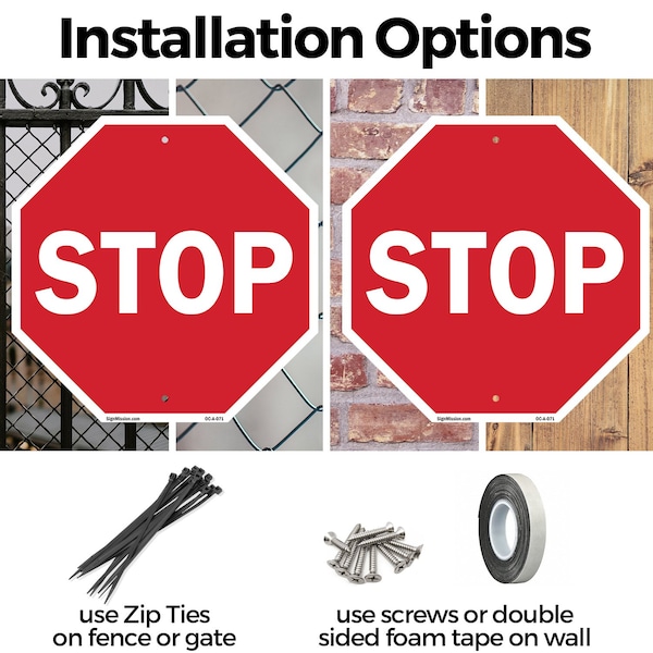 Signmission Stop, 10 Inch X 10 Inch, Aluminum Metal Signs - OC-A-10-71