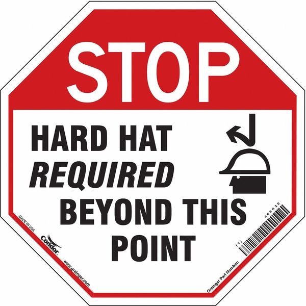 Condor Safety Sign, 18 in Height, 18 in Width, Vinyl, Octagon, English - 466K20