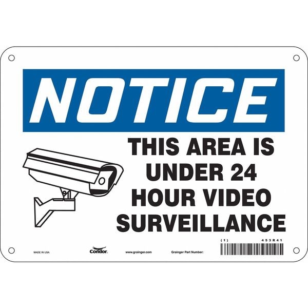 Condor Security Sign, 7 in H, 10 in W, Aluminum, Vertical Rectangle, English, 453R41 - 453R41