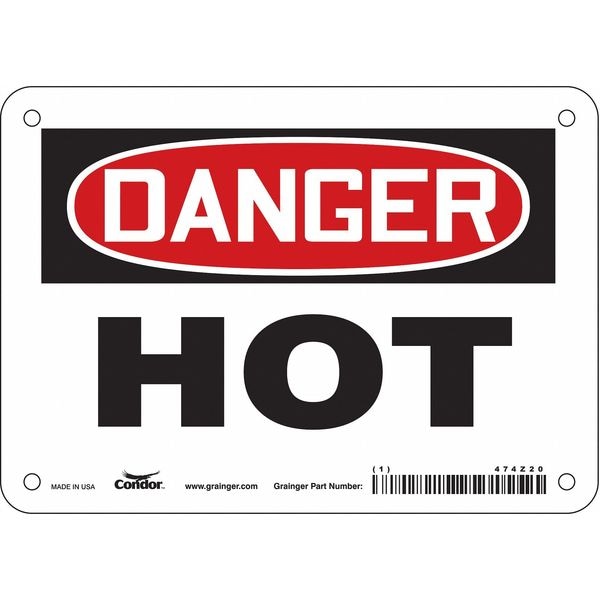 Condor Danger Sign, 5 in H, 7 in W, Vinyl, Horizontal Rectangle, English, 474Z20 - 474Z20