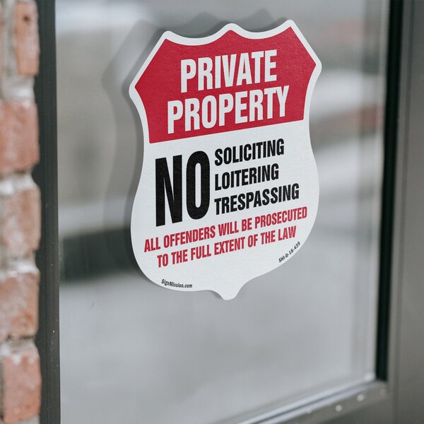 Signmission Private Property Shield Label Set No Sol, 4 inch X 4 inch, Vinyl Decal, 5PK - SHI-D-5PACK-4-439